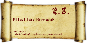 Mihalics Benedek névjegykártya